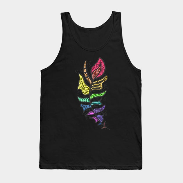 Rainbow Feather Tank Top by JessCarrsArt